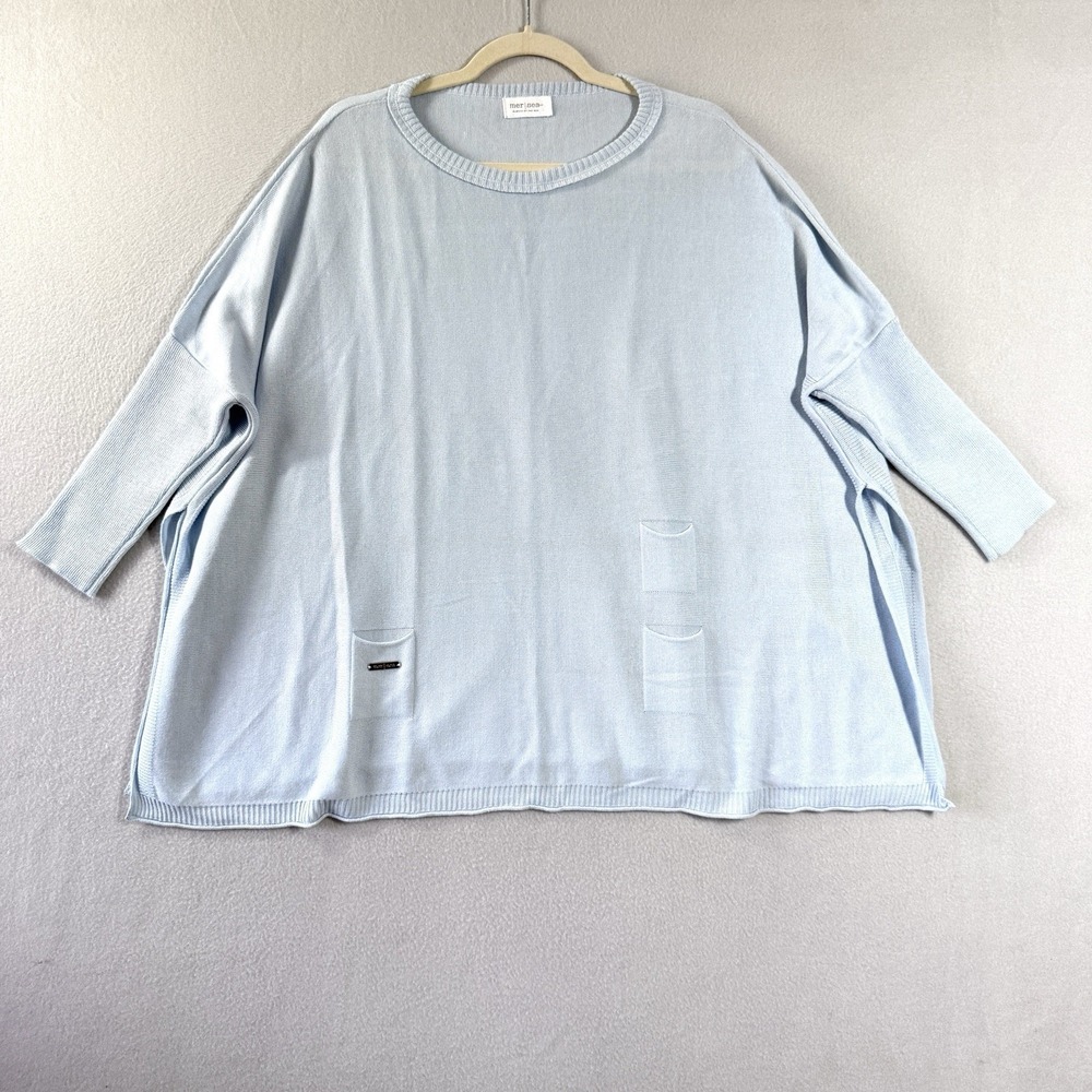 Mersea Sweater Women One Size Catalina Travel Boxy Oversized Pullover Light Blue